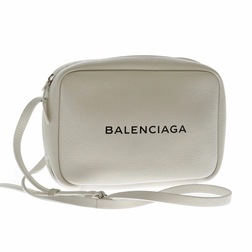 BALENCIAGA Camera Bag Shoulder Crossbody Logo Leather White
